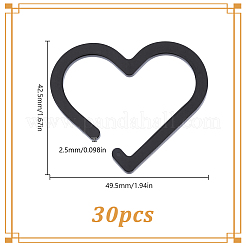 アクリルワイングラスチャーム1袋  ハート  ブラック  42.5x49.5x2.5mm  30個/袋&nbsp;OACR-HY0001-24A-01