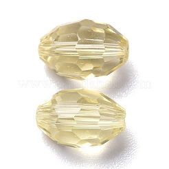 ガラス模造オーストリアクリスタルビーズ  多面カット  オーバル  ライトゴールデンロッドイエロー  9x6mm  穴：0.8~1.4mm&nbsp;GLAA-K055-08A