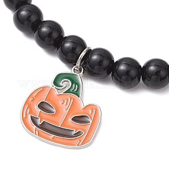 ハロウィン合金エナメルチャームブレスレット2個  アクリルビーズストレッチブレスレット  合金ヨーロッパのビーズ付き  混合図形  内径：2-3/8インチ（6.1cm）&nbsp;BJEW-JB12011