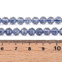 K9ガラスビーズ連売り  天然石風  ラウンド  多面カット  ライトスチールブルー  5.5~6.5mm  穴：0.8mm  約67個/連  14.96インチ（38cm）&nbsp;GLAA-N014-6mm-04