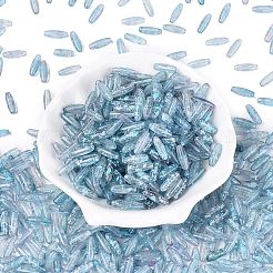 ピカソの透明ガラスシードビーズ  丸い穴  オーバル  ライトブルー  12.5~13x4~4.5mm  穴：0.9~1mm  約1360個/ポンド&nbsp;SEED-N012-11J
