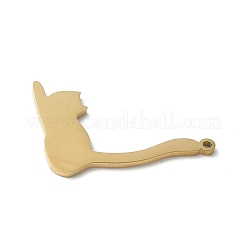 304ステンレスペンダント  猫の形のチャーム  18KGP本金メッキ  29.5x21.5x1.5mm  穴：1.5mm&nbsp;LS-STAS-E501-11G