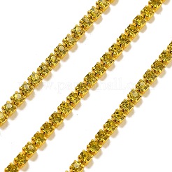 鉄ラインストーンガラスカップチェーン  スプールで  ライトトパーズ  2x2~2.5x2mm  約16.40フィート（5m）/ロール&nbsp;CH-U001-01F