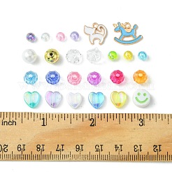 DIYジュエリーメイキングファインディングキット  アクリルビーズとプラスチックビーズを含む  合金エナメルチャーム  ミックスカラー  5mm  穴：1.5mm&nbsp;DIY-FS0005-86