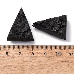 シナバービーズ  彫刻が施された漆器  花と三角形  ブラック  27x21x8.5mm  穴：1.6mm&nbsp;CARL-K001-24