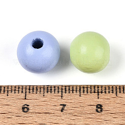 イースタースプレーペイントされたシマウッドビーズ  ラウンド  ミックスカラー  11.5~12mm  穴：3.2mm  約909個/500g&nbsp;WOOD-T033-03M-02