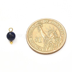 天然混合宝石チャーム  黄金の真鍮のパーツ  ラウンド  11x6.5mm  穴：1.8mm&nbsp;X-PALLOY-JF00992-01