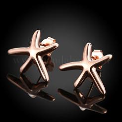 絶妙な錫合金のヒトデ/海の星のスタッドピアス  ローズゴールド  15x15mm&nbsp;EJEW-BB02308