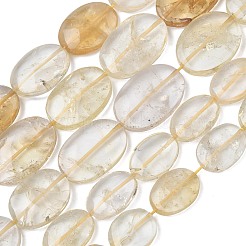 加熱された天然シトリンビーズ連売り  フラットオーバル  17~24x12~16x5~6mm  穴：0.9mm  約18~24個/連  15.91~16.26''（40.4~41.3センチメートル）&nbsp;G-L650-G01-01