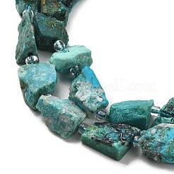 未加工の粗い天然クリソコラビーズの連  ナゲット  シードビーズで  5~18x5~12x4~8mm  穴：1mm  約30~45個/連  15.55''（39.5cm）〜15.94''（40.5cm）&nbsp;G-D101-A08