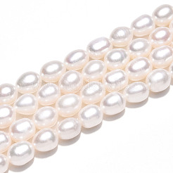 天然養殖淡水パールビーズ連売り  ライス  乳白色  7~9x6~7mm  穴：0.5mm  約22~23個/連  7.09~7.28''（18~18.5センチメートル）&nbsp;PEAR-N012-07X-01