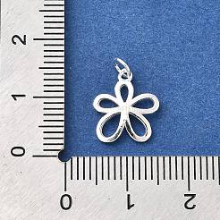 925スターリングシルバーペンダント  リングとスタンプ925個付き  シルバーカラー  花  15.5x11x1mm  穴：2.5mm&nbsp;STER-Q003-01E-S