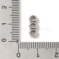 チベット風合金スペーサー連バー  カドミウムフリー＆鉛フリー  トリプルリング  アンティークシルバー  5x13x2.5mm  穴：1.8mm&nbsp;TIBEB-L021-21AS
