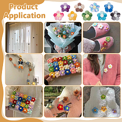 36個 9色 ウール糸 花飾りアクセサリー  ミックスカラー  39~40x38~39x9~10mm  4個/カラー&nbsp;AJEW-FG0005-27