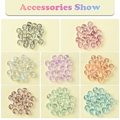 8色のガラスビーズ連売り  光沢のあるパウダーで  ラウンド  ミックスカラー  8x7.5mm  穴：1mm  約20PCS /カラー  160pc&nbsp;GLAA-FS0001-86