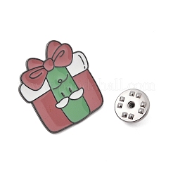 クリスマステーマの亜鉛合金エナメルピン バックパック 服用ブローチ  ボックス  27x25mm&nbsp;JEWB-R003-02EB-01