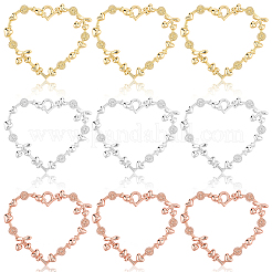 24個3色ラックメッキ合金オープンバックベゼルペンダント  UVレジンDIY用  エポキシ樹脂  プレスジュエリー  カドミウムフリー＆ニッケルフリー＆鉛フリー  ハート  ミックスカラー  33.5x39x3mm  穴：3mm  8個/カラー&nbsp;FIND-SC0019-24