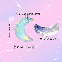 100個5色ガラスペンダント  グリッターパウダー付き  三日月  ミックスカラー  16x11.5x3.2mm  穴：1.2mm  20個/カラー&nbsp;GLAA-CJ0001-64
