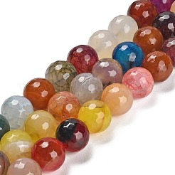 天然石瑪瑙ビーズ連売り  染め＆加熱  ラウンド  多面カット  カラフル  13.5~14mm  穴：0.8mm  約26個/連  14.76インチ（37.5cm）&nbsp;G-L595-A01-01A
