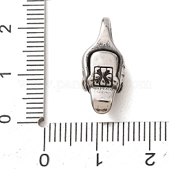 316ステンレススチールペンダント  ラインストーン付き  スカルチャーム  ステンレス鋼色  ジェット  19.5x8.5x8mm  穴：4.5x3.5mm&nbsp;SA-CBA7555-12AS-02