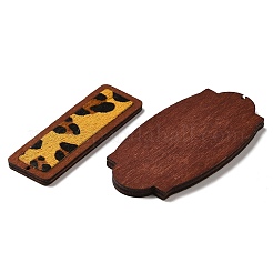 牛革と木のペンダント  混合形状  ミックスカラー  34~68x18~54x3mm  穴：1.6~2mm&nbsp;WOOD-XCP0001-76