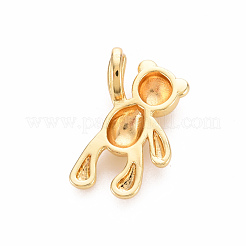真鍮チャーム  カドミウムフリー＆ニッケルフリー＆鉛フリー  クマ  16KGP本金メッキ  14x8x3mm  穴：4x2mm&nbsp;KK-S362-030B-B01-NR