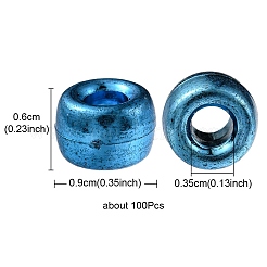 プラスチックビーズ  編んだ髪のビーズ  PVD真空メッキ  バレル  ミックスカラー  9x6.5mm  穴：3.7mm&nbsp;KY-YW0001-35