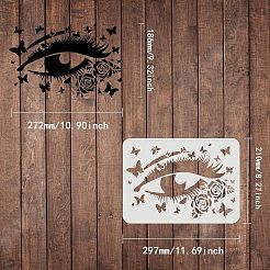 プラスチック再利用可能な描画絵画ステンシル テンプレート  ファブリック タイル 床 家具 木材の塗装用  長方形  アイ模様  297x210mm&nbsp;DIY-WH0202-267