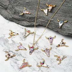 15個15スタイル亜鉛合金エナメルペンダント  ライトゴールド  花柄の牛頭形  ミックスカラー  22x21x2.5mm  穴：1.8~2mm  1個/スタイル&nbsp;ENAM-YW0003-82
