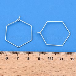 真鍮のピアスフック  六角  925銀メッキ  32.5x25x3.5mm&nbsp;LS-KK-WH20013-04S-B