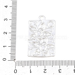 304ステンレススチール、合成ターコイズペンダント  銀色のメッキ  長方形チャーム  31x19.5x4mm  穴：2.5mm&nbsp;STAS-H253-01B-S