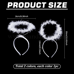 2個 2色 プラスチックメッシュヘアバンド  女性用フェザーヘアアクセサリー  鉄と  ミックスカラー  300x160x13mm  1pc /カラー&nbsp;AJEW-PH0012-69
