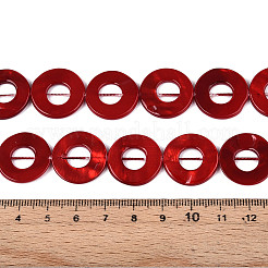 スプレー塗装天然淡水シェルビーズ連売り  リング  ファイヤーブリック  19~20x2~2.5mm  穴：0.7mm  約20個/連  15.35~15.55''（39~39.5センチメートル）&nbsp;SHEL-T020-16
