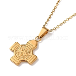 304ステンレススチール製 聖ベネディクトクロスペンダントネックレス（女性用）  ゴールドカラー  17.72インチ（45cm）&nbsp;NJEW-G187-03G