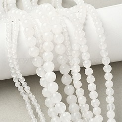 天然石ホワイトジェイドビーズ連売り  ラウンド  4~8mm  穴：0.5~1mm  約49~96個/連  15.7インチ（40cm）&nbsp;G-G666-07A