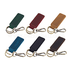 牛革キーホルダー 6色 6個  アンティークブロンズ  ミックスカラー  140x28.5x4mm  1pc /カラー&nbsp;KEYC-PH0002-15