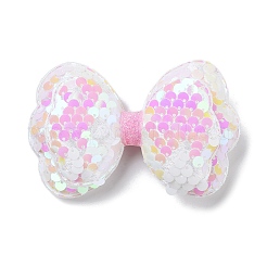 パイエット布フェルト生地ワニ口ヘアクリップ  合金クリップ付き  ゴーストホワイト  90x60x22mm&nbsp;OHAR-R100-02A