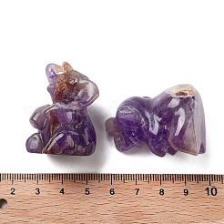 天然アメジストの彫刻された置物  ホームオフィスのデスクトップ装飾用  象  29~31x28.5~30x38~40mm&nbsp;DJEW-L023-D04