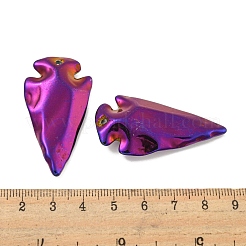電気メッキ合成非磁性ヘマタイトペンダント  矢じりチャーム  パープルメッキ  45x24x8mm  穴：1.2mm&nbsp;G-C136-03C
