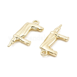 ラックメッキ合金ペンダント  長持ちメッキ  鉛フリー＆カドミウムフリー  銃  ライトゴールド  26.5x12x2.5mm  穴：1.8mm&nbsp;PALLOY-K003-07LG