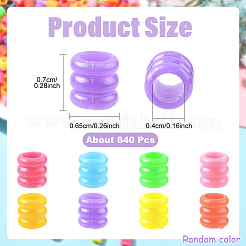 120g 不透明ポリスチレン（PS）プラスチックヨーロピアングルーブビーズ  大穴ビーズ  グルーブ付きカラム  ミックスカラー  7x6.5mm  穴：4mm&nbsp;KY-YW0002-24