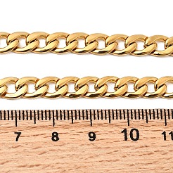 6mm 304ステンレススチール製キューバンリンクチェーンネックレス（女性・男性用）  PVD真空メッキ  22KGP本金メッキ  19.69インチ（50cm）&nbsp;NJEW-B134-01A-G