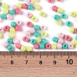 不透明なアクリルビーズ  ラウンド  ミックスカラー  4mm  穴：1.2mm&nbsp;X1-OACR-H118-07B-10