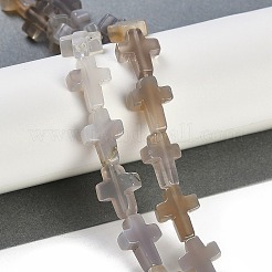 天然石グレーアゲートビーズ連売り  クロス  15x11.5x4.5mm  穴：0.7mm  約25個/連  15.75''（40センチメートル）&nbsp;G-I369-A19-02