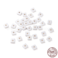 925スターリングシルバービーズ  正方形  銀  3x3x1mm  穴：1mm  約125個/10g&nbsp;STER-D035-08S