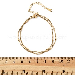 304ステンレススチールマルチ連ブレスレット  女性用サテライトチェーンブレスレット  18KGP本金メッキ  6-3/8インチ（16.3cm）&nbsp;BJEW-Q051-02G-A