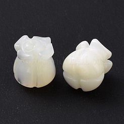 天然トロチッドシェル/トロカスシェルビーズ  チューリップ  アンティークホワイト  9x8mm  穴：1mm&nbsp;SHEL-P014-01