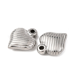 304ステンレススチールチャーム  ハート  ステンレス鋼色  14.5x11.5x4mm  穴：1.6mm&nbsp;STAS-I358-02P