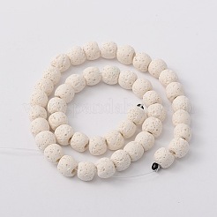 天然溶岩岩ビーズ連売り  染め  ラウンド  ホワイト  10~11mm  穴：約2.5~3mm  約43個/連  15.35インチ&nbsp;X-G-L435-03-10mm-11