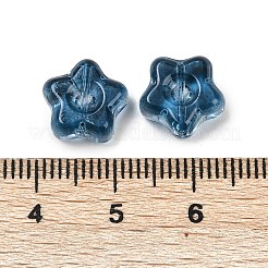 透明ガラスビーズ  スター  焼き付け塗料  プルシアンブルー  10.5x11x5mm  穴：1mm&nbsp;DGLA-E004-12I